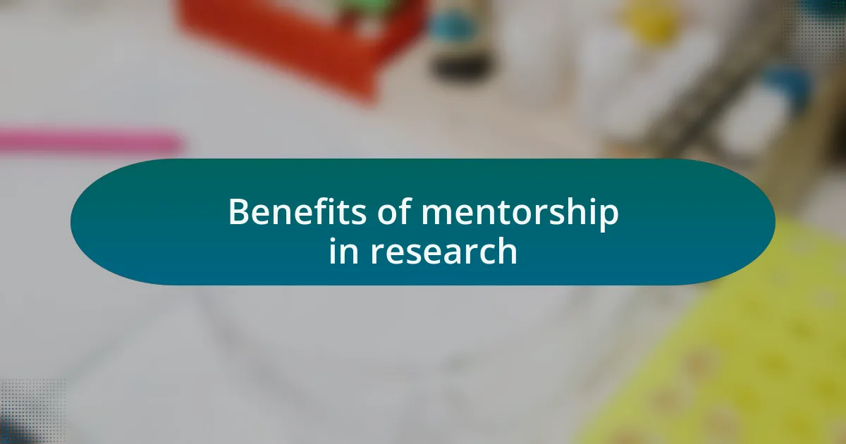 Benefits of mentorship in research