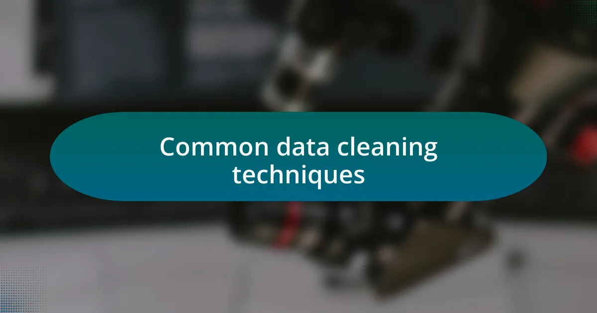 Common data cleaning techniques