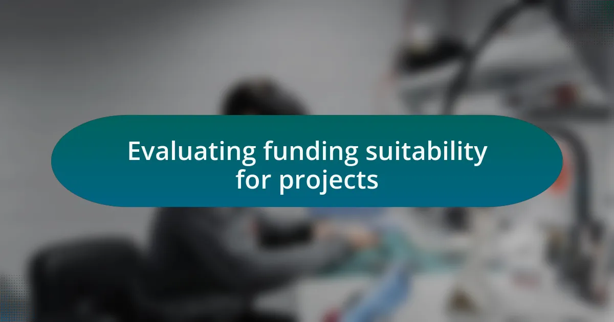 Evaluating funding suitability for projects