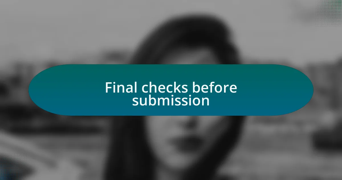 Final checks before submission