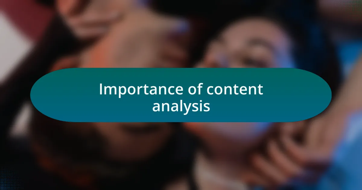Importance of content analysis