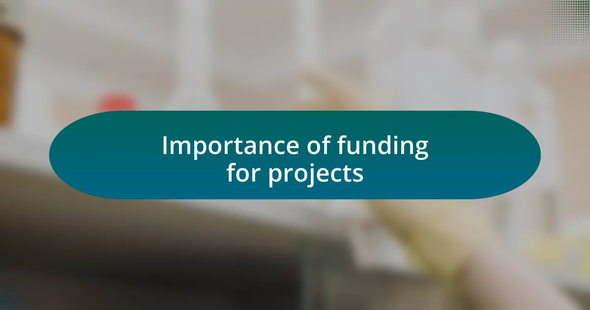 Importance of funding for projects