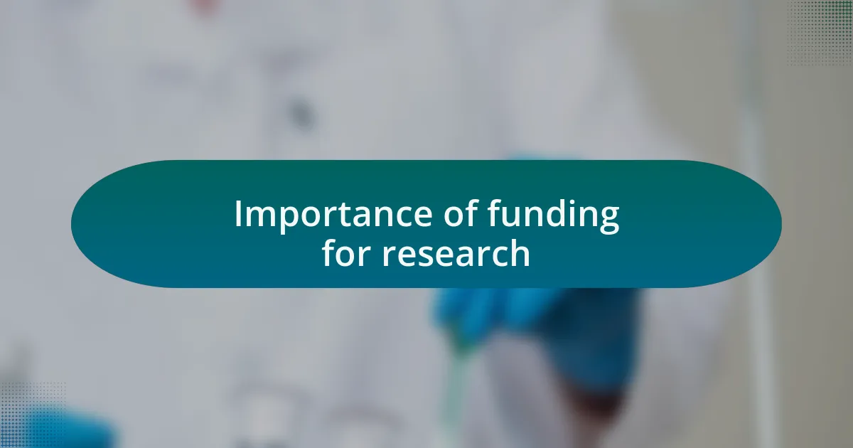 Importance of funding for research