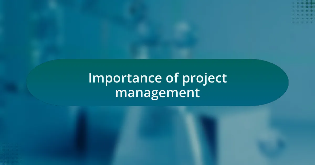 Importance of project management