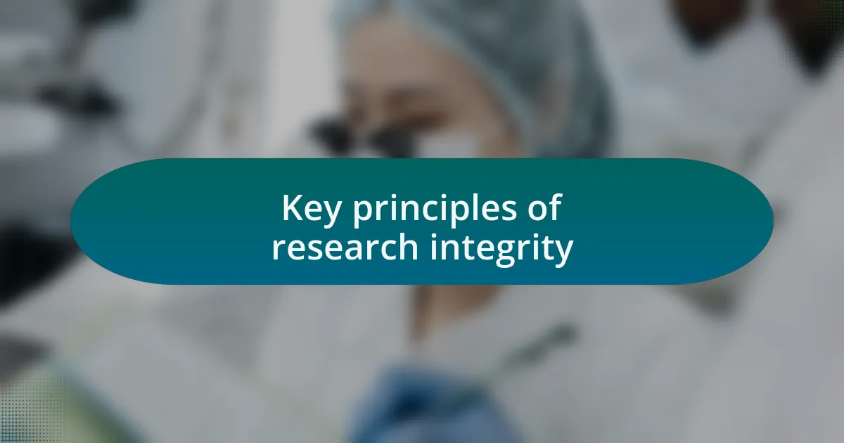 Key principles of research integrity