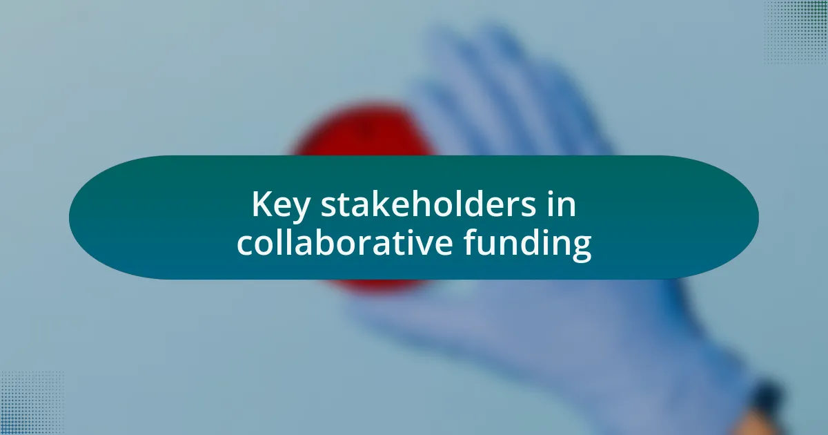 Key stakeholders in collaborative funding