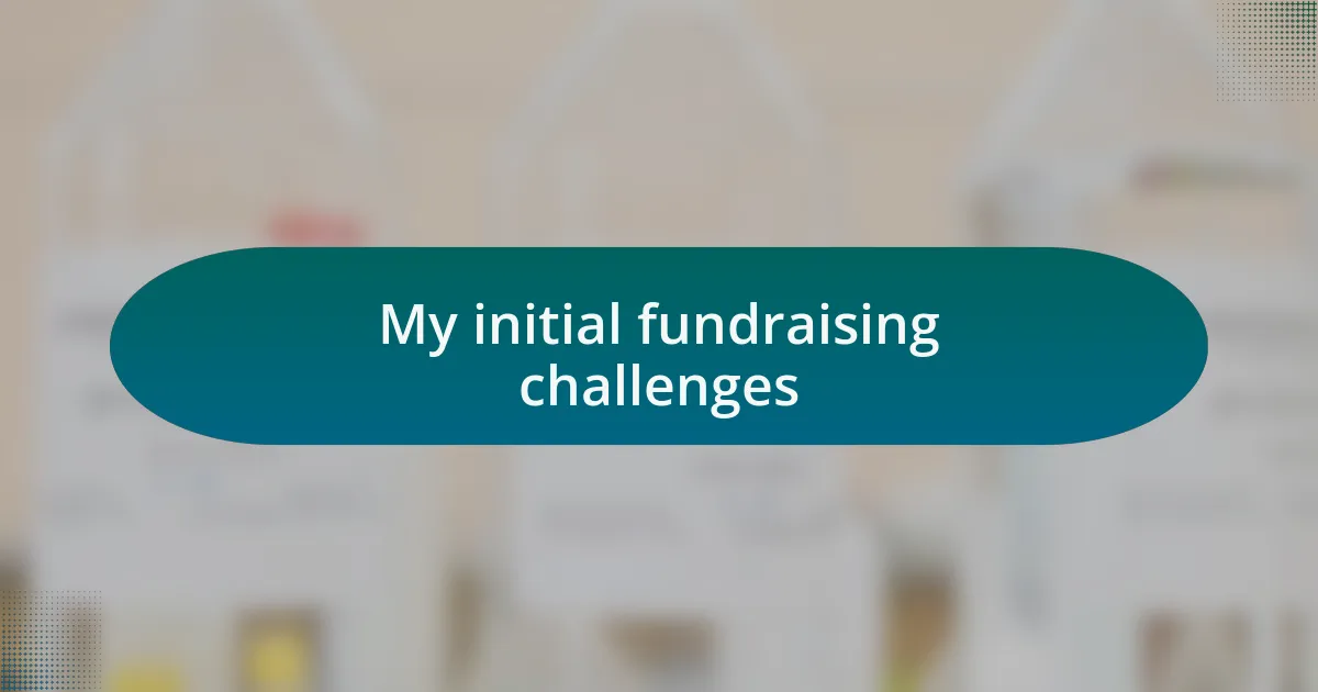 My initial fundraising challenges