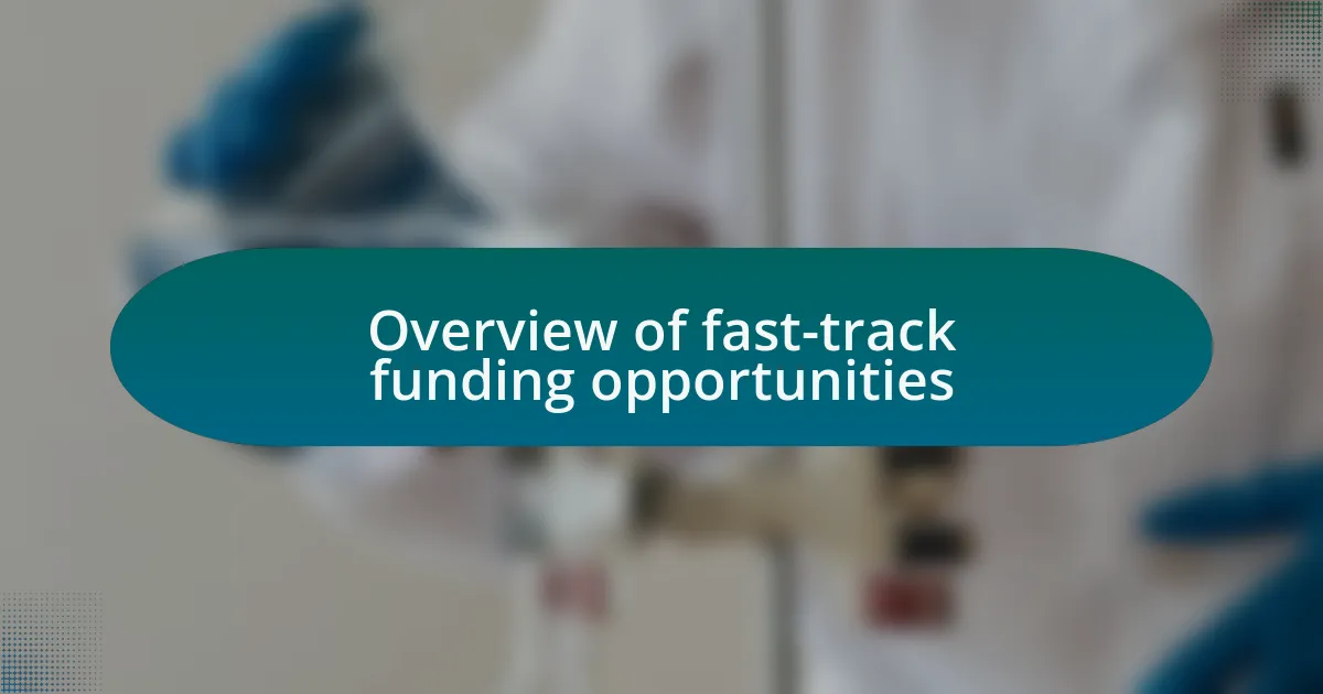 Overview of fast-track funding opportunities