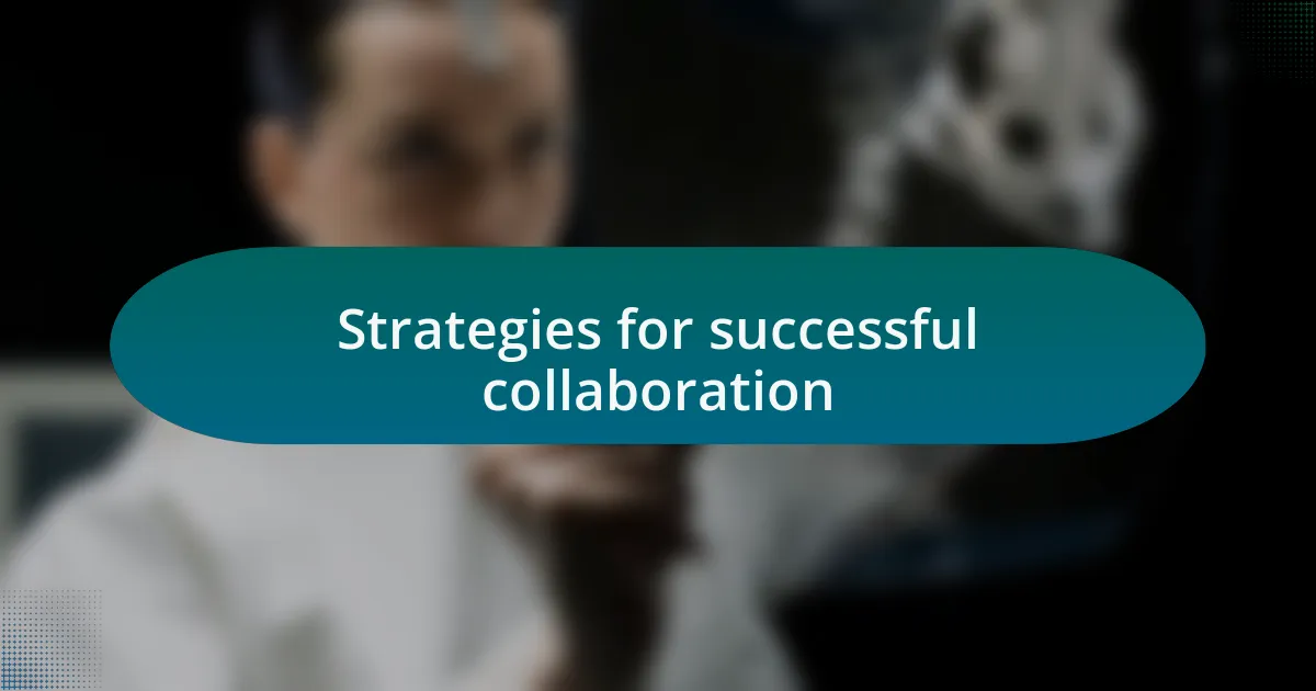 Strategies for successful collaboration