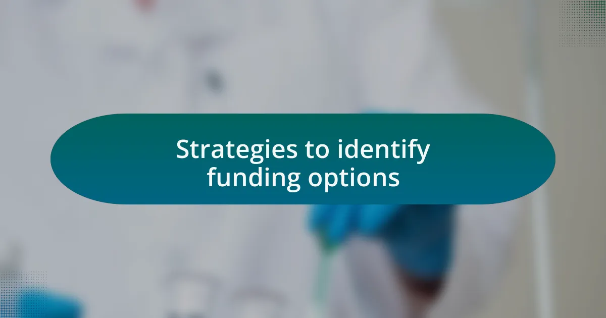 Strategies to identify funding options