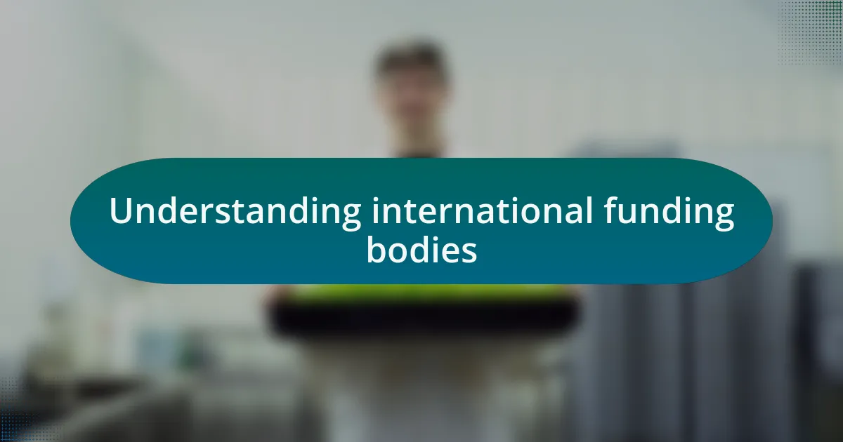 Understanding international funding bodies